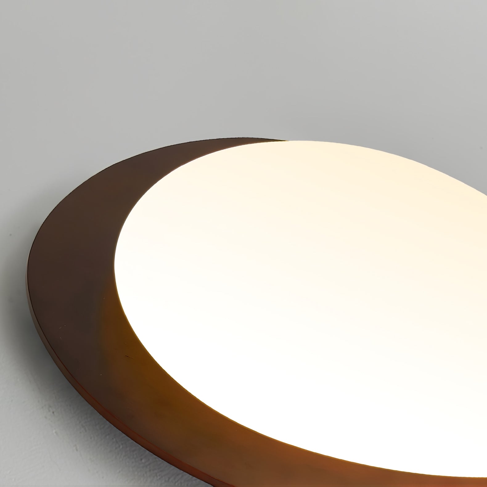 Modern Walnut Wood LED Ceiling Light – Flush Mount Low Profile – Living Room Hallway