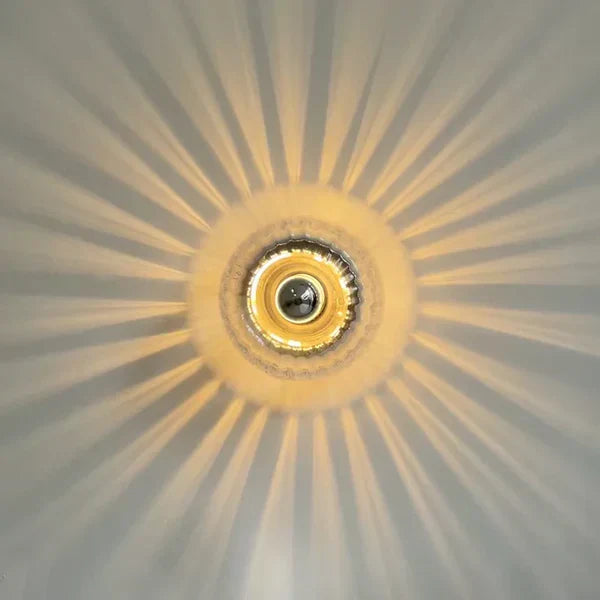 Modern Glass Wall Sconce - Ripple Textured Shade - Hallway & Bedroom Accent Lighting