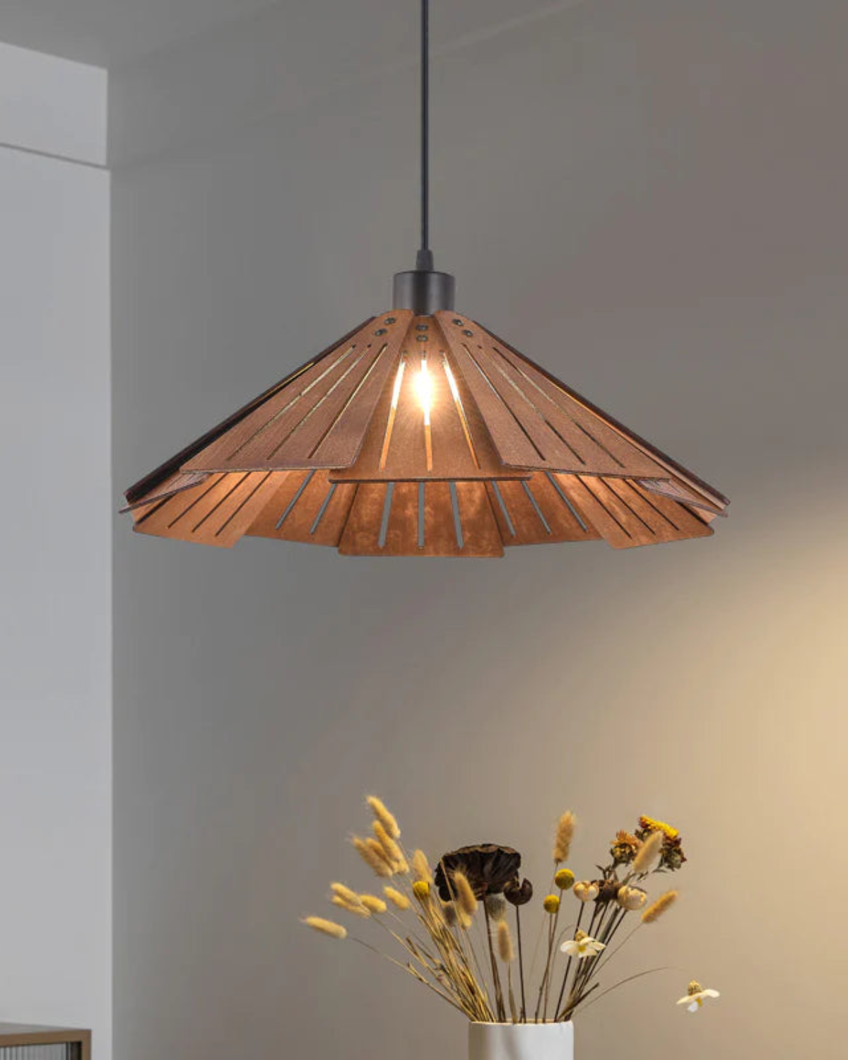 Japandi Minimalist Wooden Elegant Hanging Pendant Light