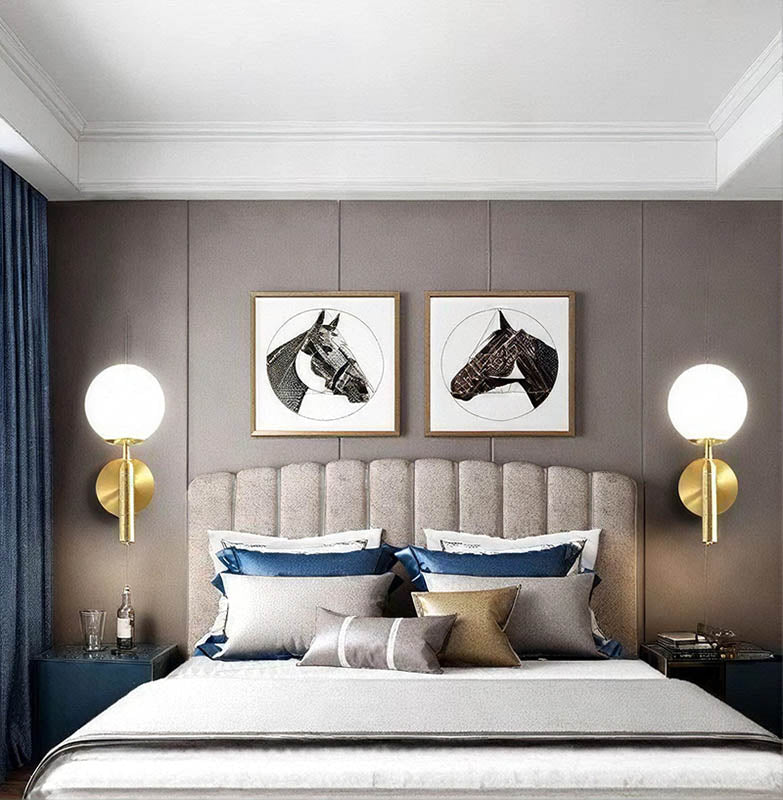 Modern Glass Ball Wall Sconce – Nordic Brushed Brass Iron for Bedroom & Bathroom