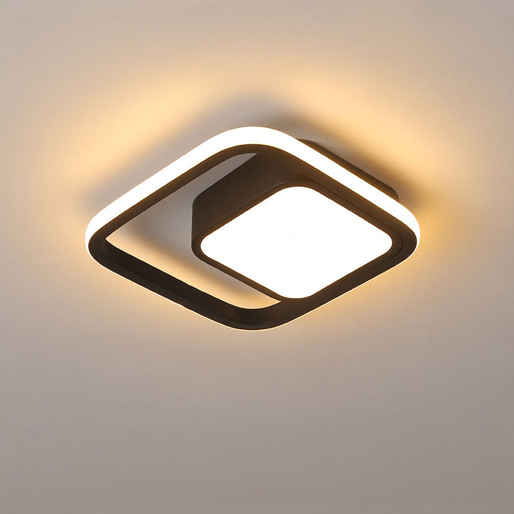 Modern Minimalist Double Ring Halo Contemporary Ceiling Light Fixture