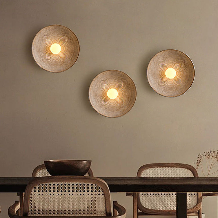 Hardwired Modern Wall Sconce - Textured Bowl Design - Indoor Wall Light