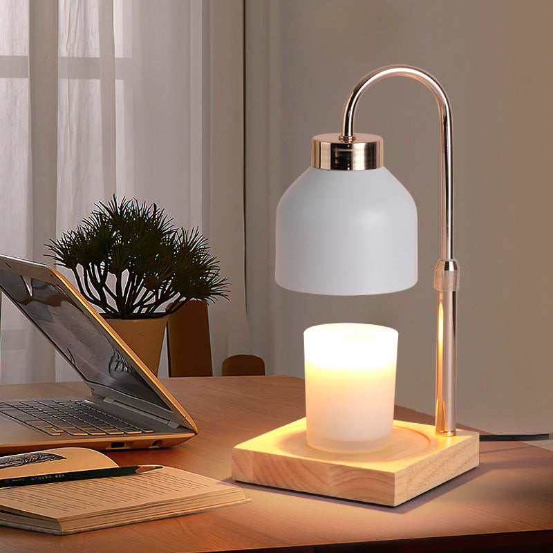 Wax Melt Candle Warmer Lamp Black Matte Brass Accents Timer