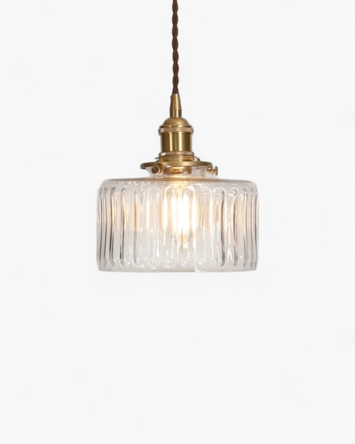 Contemporary Emerald Glass Brass Hanging Pendant Light