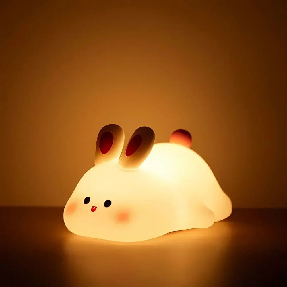 Kids Animal Night Light – Rechargeable Soft Silicone LED – Dimmable Timer Nursery