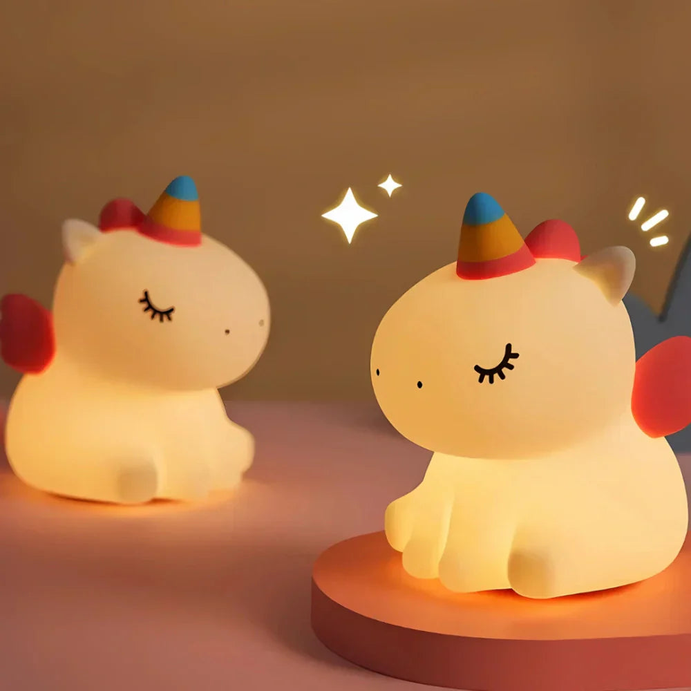 Kids Animal Night Light – Rechargeable Soft Silicone LED – Dimmable Timer Nursery