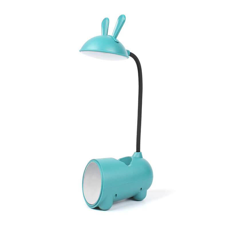 Kids LED Bunny Desk Lamp – Rechargeable Study Light with Pen Holder – Flexible Neck