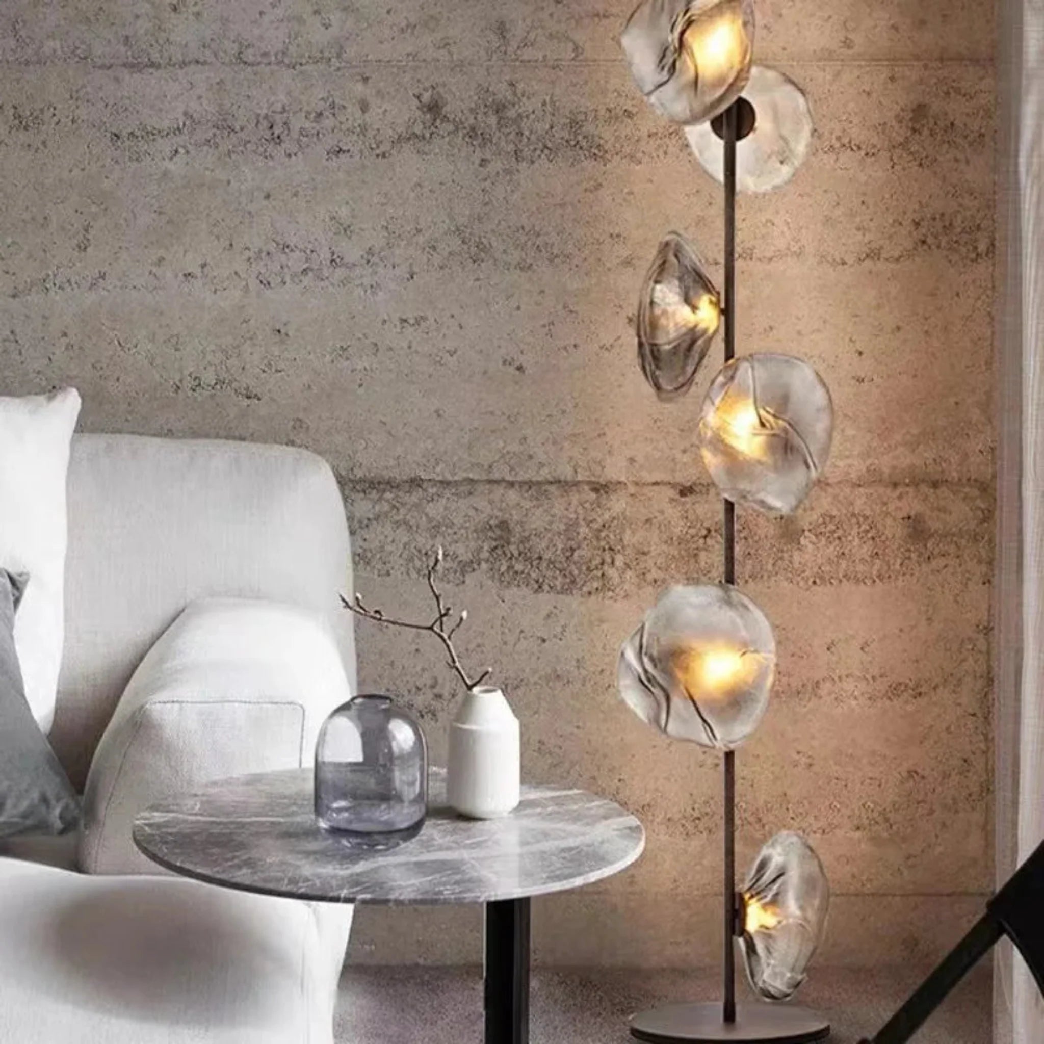 Nordic Glass LED Floor Lamp with Knob Switch