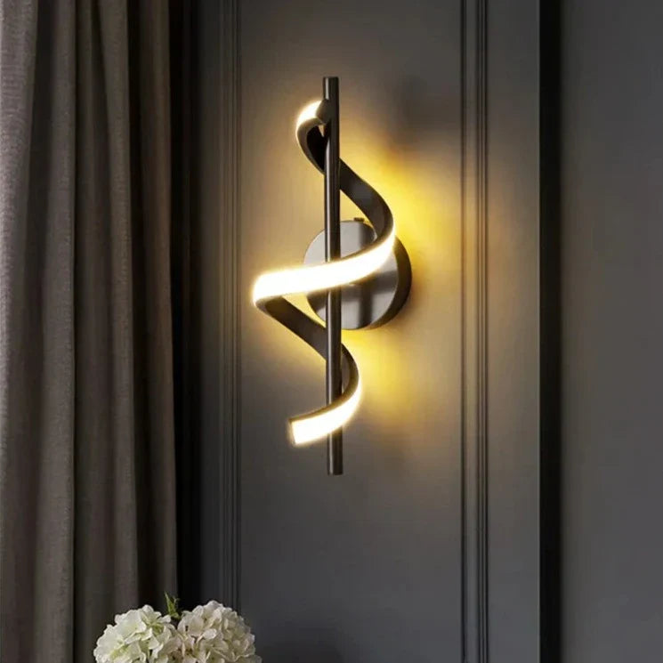 Twisted Metal LED Wall Light – Hard Wired Warm Glow – Bedroom Living Room