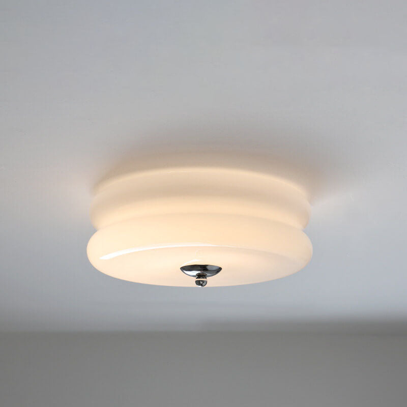 Modern LED Glass Cream Flush Mount Ceiling Light Hallway Living Room