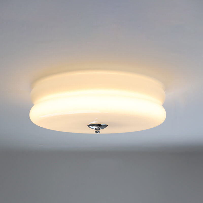 Modern LED Glass Cream Flush Mount Ceiling Light Hallway Living Room