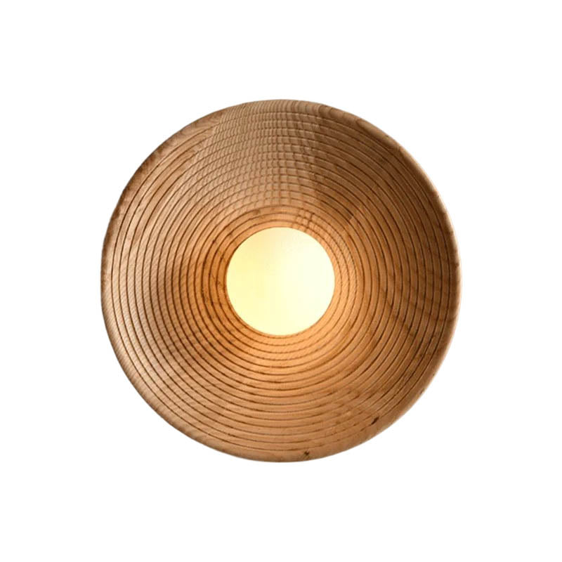 Handcrafted Frosted Glass Natural Wood Rustic Wall Sconce
