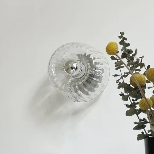 Modern Glass Wall Sconce - Ripple Textured Shade - Hallway & Bedroom Accent Lighting