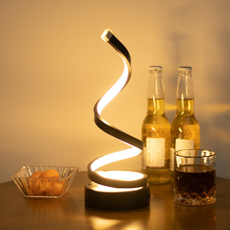 Modern Spiral LED Table Lamp – Artistic Ribbon Design USB – Bedroom Living Room