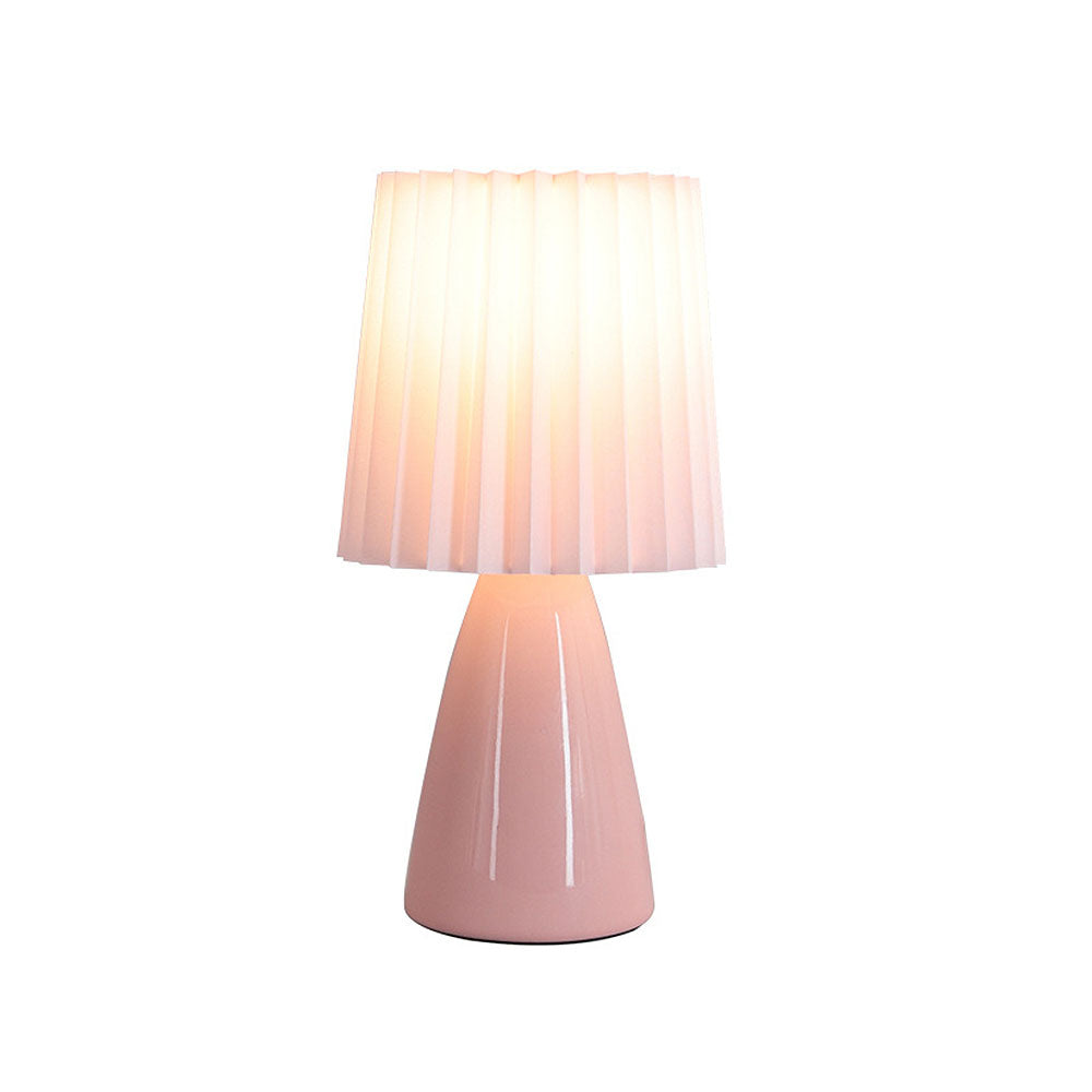 Modern Ceramic Table Lamp – Pleated Shade Bedside Light