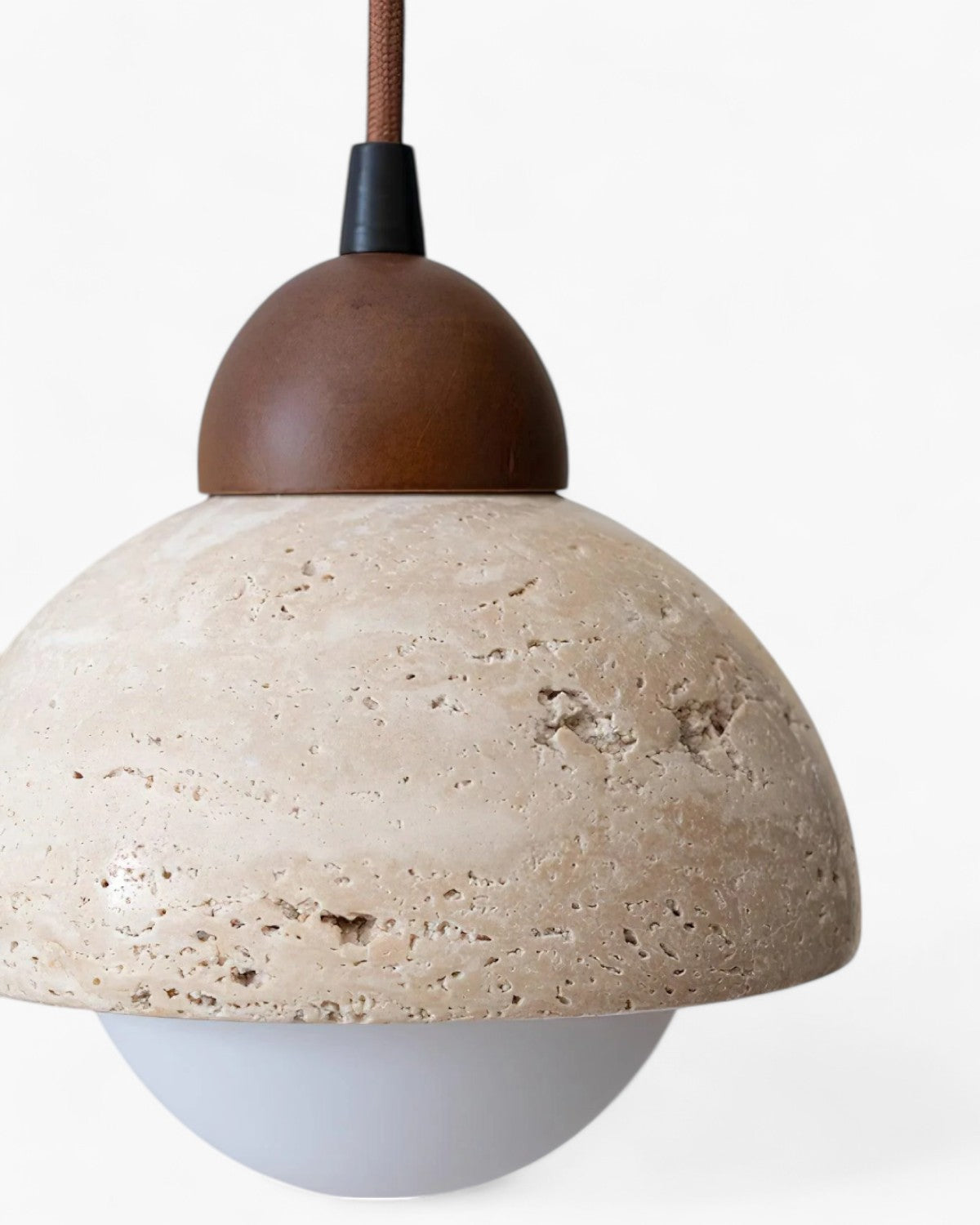 Natural Adjustable Travertine Walnut Minimalist Pendant Light