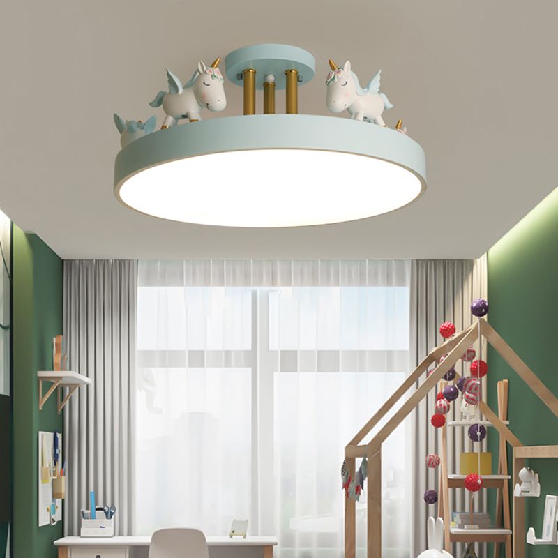 Unicorn Led Metal And Wood Whimsical Kids Ceiling Light