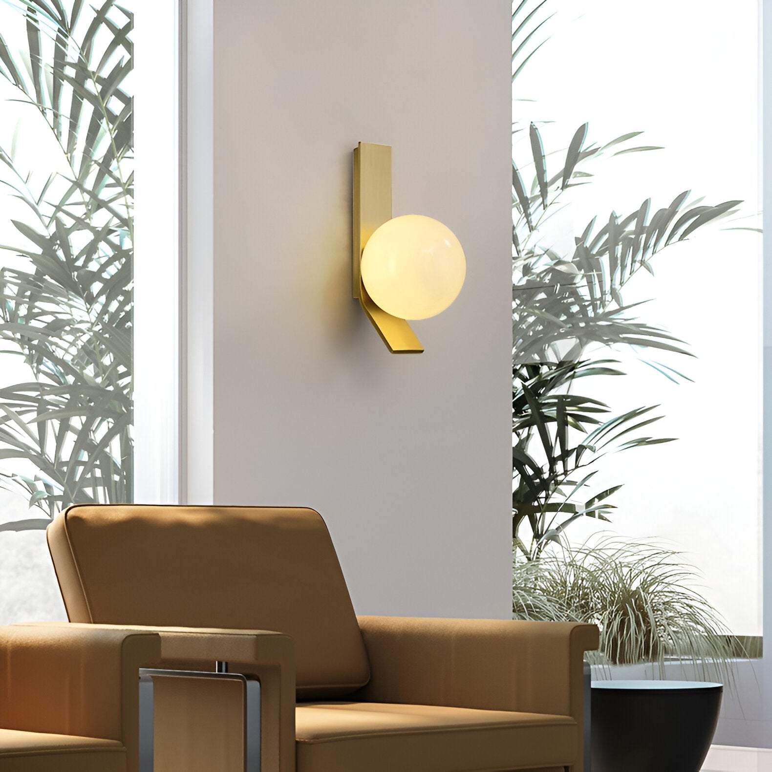 Modern Globe Wall Sconce – LED Bedside Reading Light – Metal & Plastic