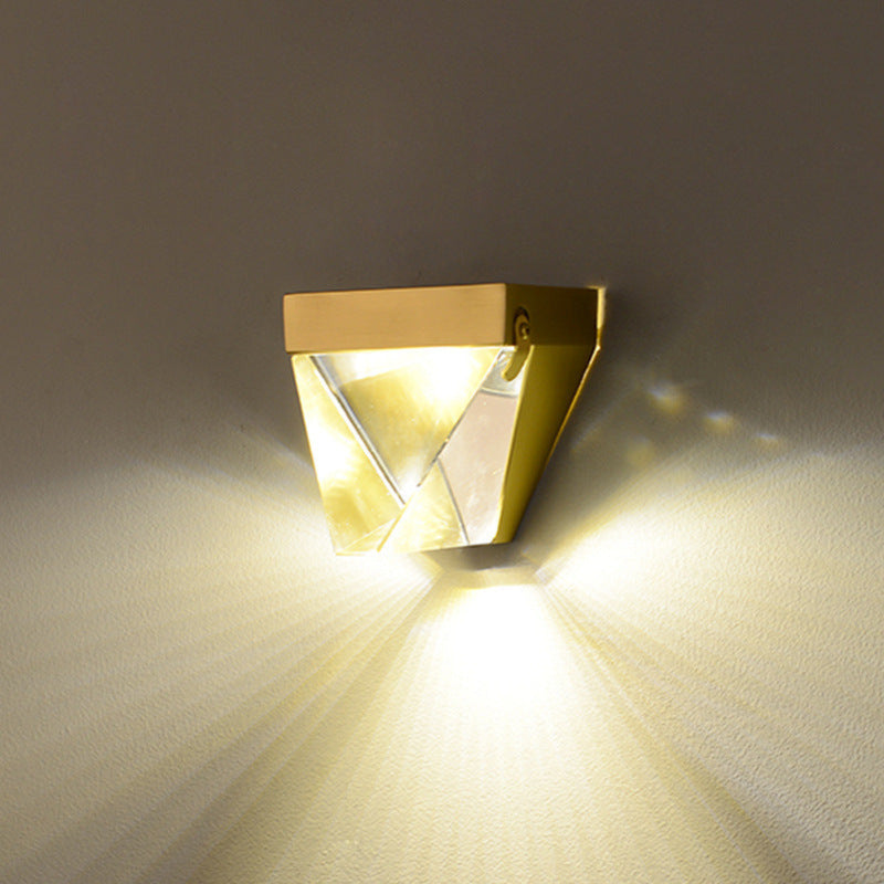 Geometric Crystal LED Wall Sconce – Up Down Effect X-Pattern – Staircase Hallway
