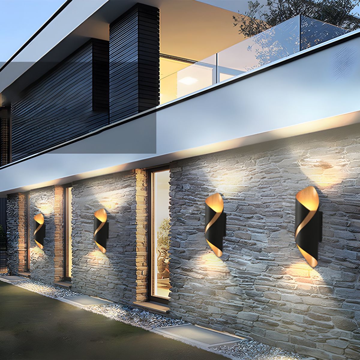 Modern Twisted LED Wall Sconce – Sculptural Up Down Light Aluminum – Lounge Hallway