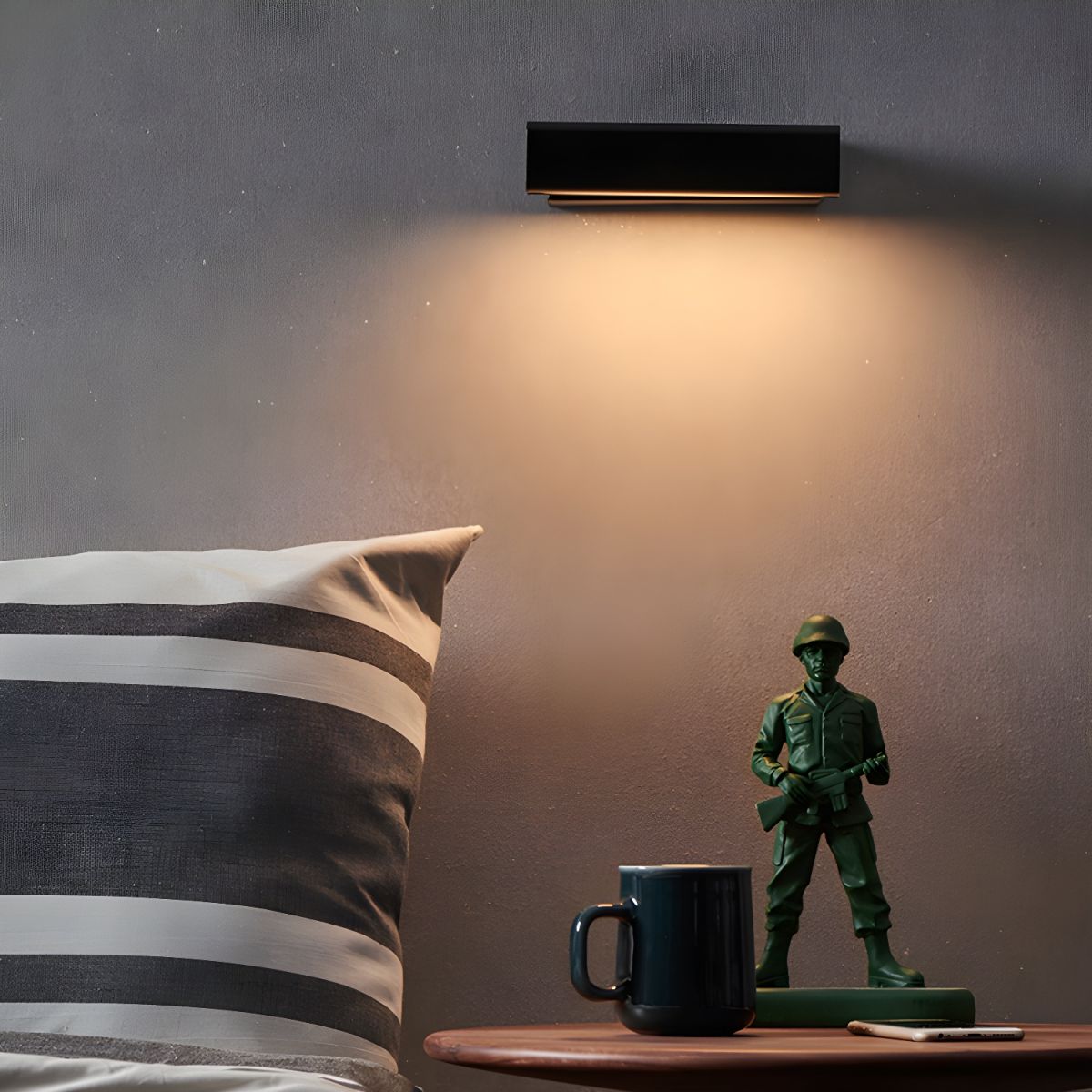 Adjustable Aluminium & Wood LED Wall Light – Rotatable Bar – Lounge & Hallway