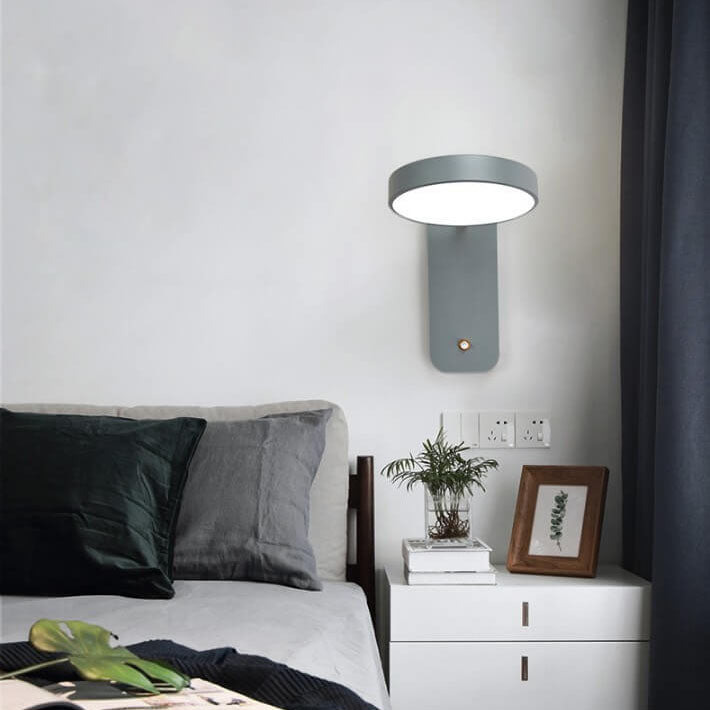 Adjustable LED Wall Sconce – Rotating Disc Head Reading Light – Bedroom Lounge Switch