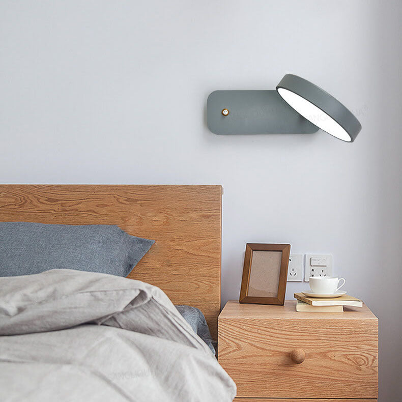 Adjustable LED Wall Sconce – Rotating Disc Head Reading Light – Bedroom Lounge Switch