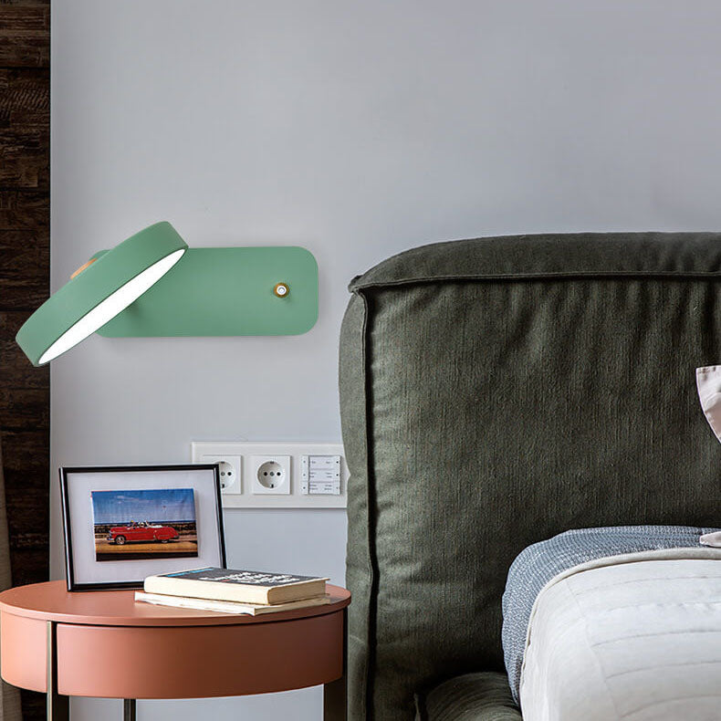 Adjustable LED Wall Sconce – Rotating Disc Head Reading Light – Bedroom Lounge Switch