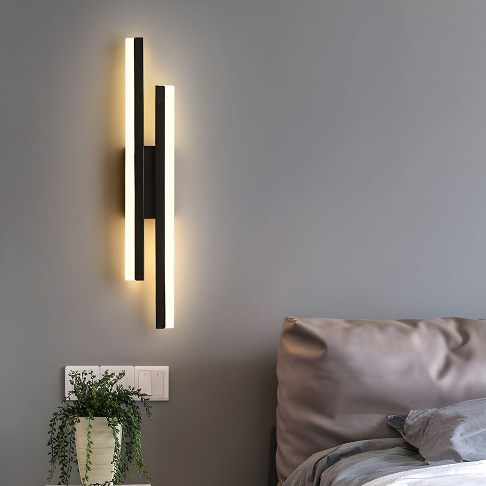 Modern Linear LED Wall Sconce – Staggered Bars Slim Profile – Lounge Bedroom Hallway