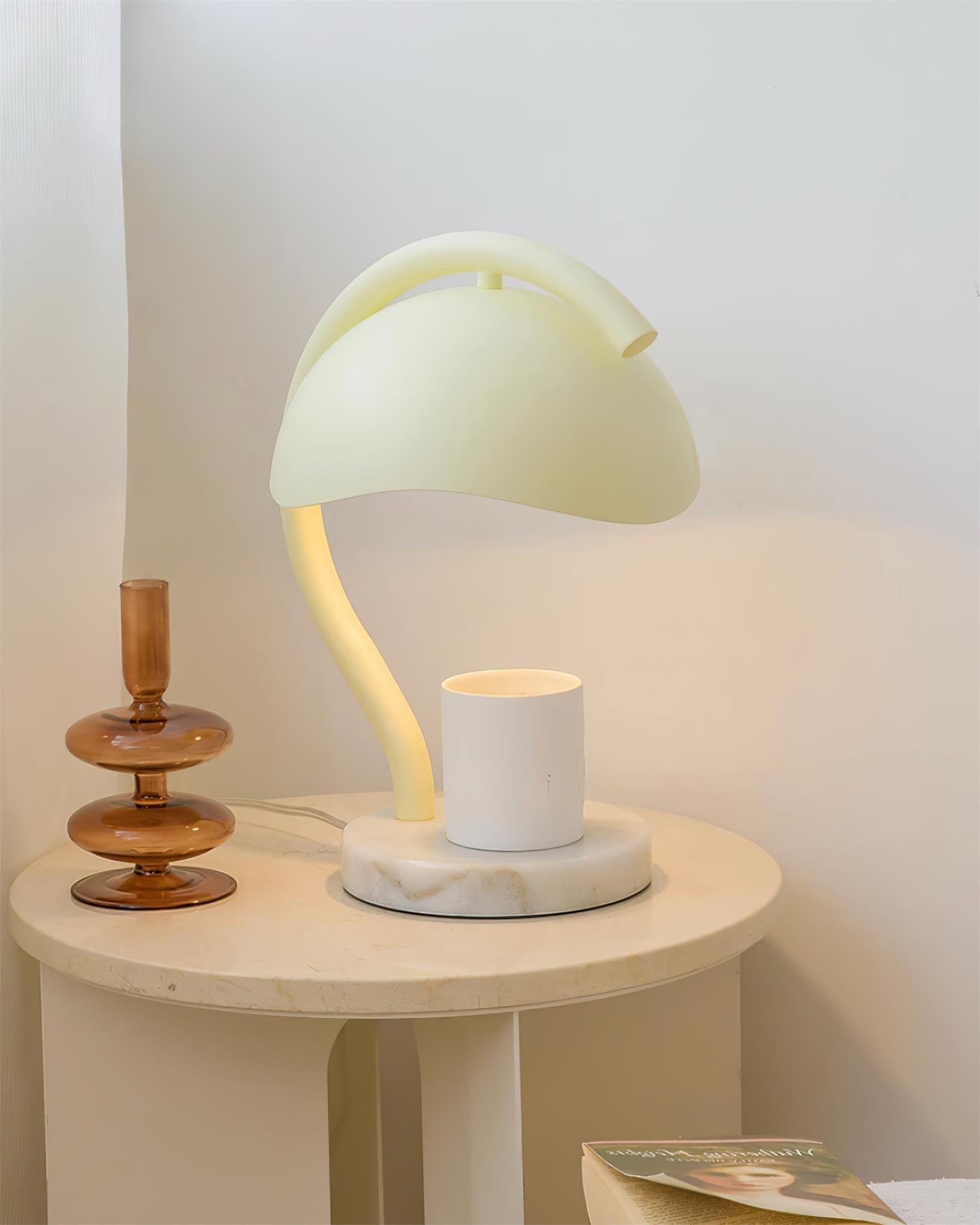 Wiora Candle Warmer Lamp – Soft-Beige Dome Shade – Flameless Wax Melting