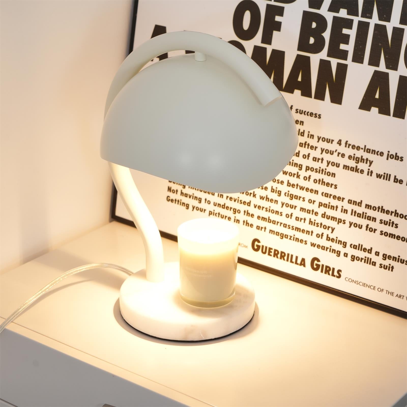 Wiora Candle Warmer Lamp – Soft-Beige Dome Shade – Flameless Wax Melting