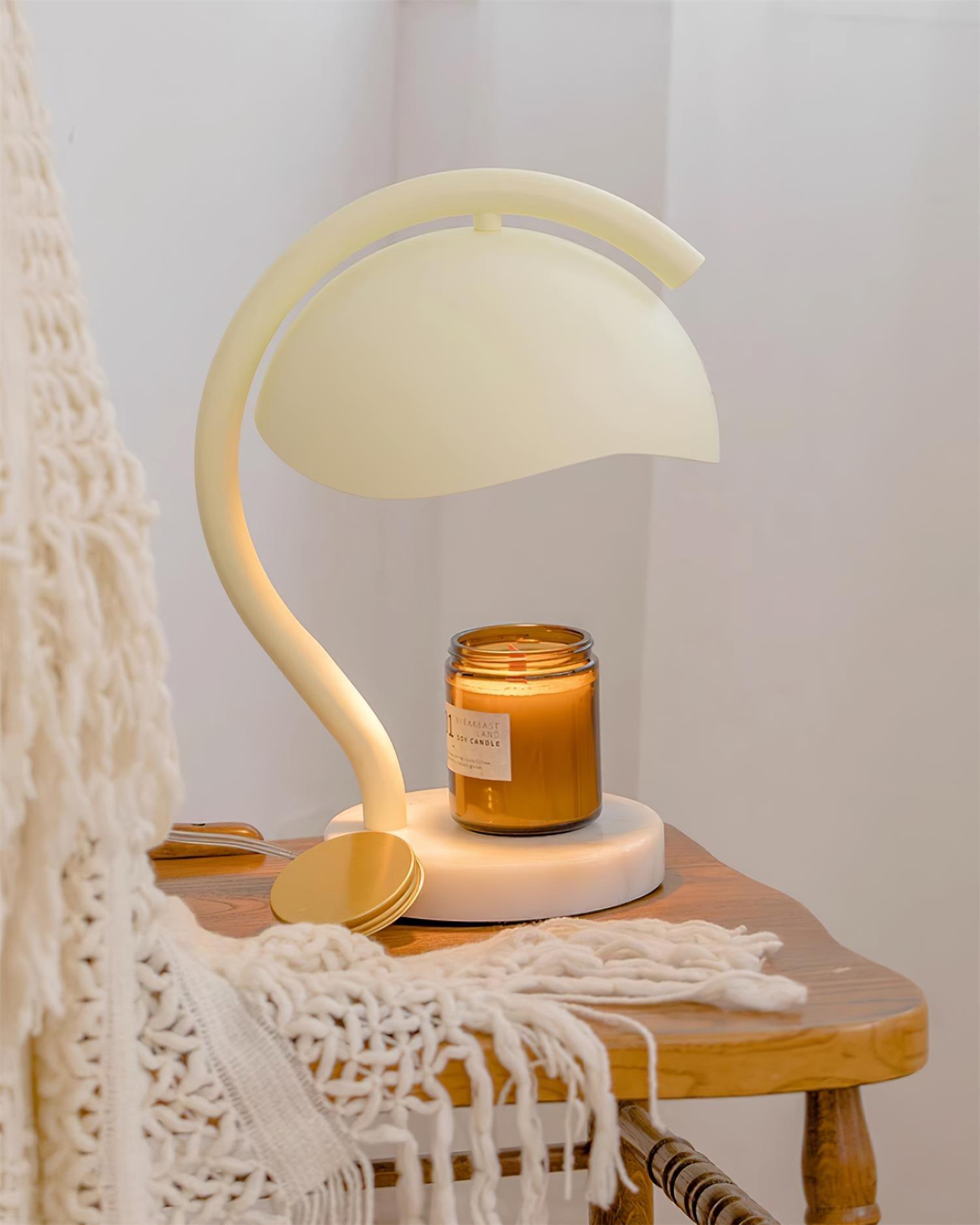 Wiora Candle Warmer Lamp – Soft-Beige Dome Shade – Flameless Wax Melting
