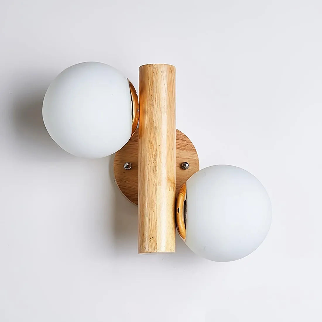 Modern Wooden Wall Light – LED Glass Globe Sconce for Bedroom & Hallway