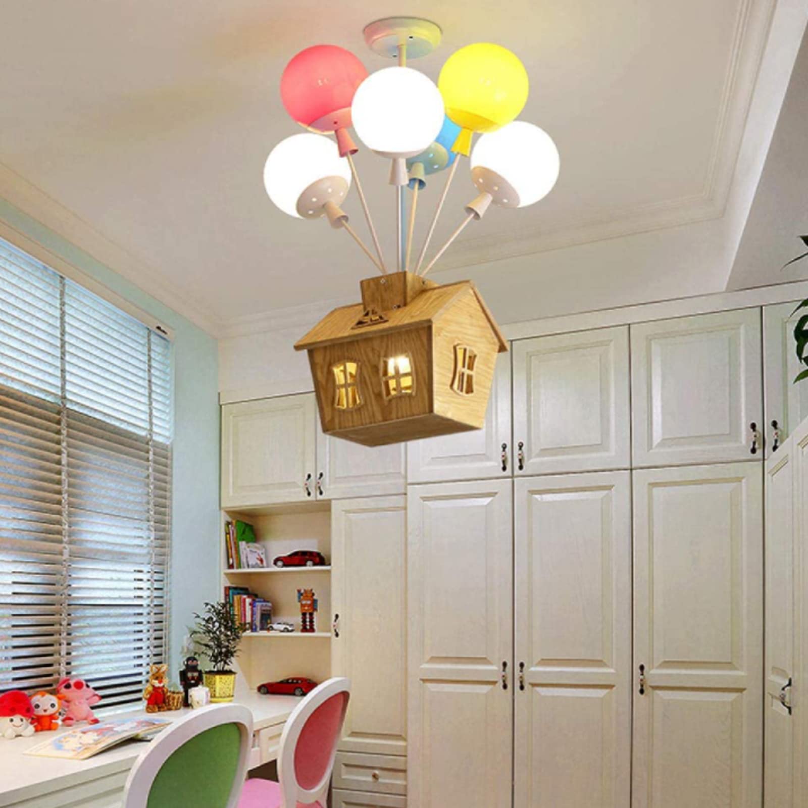 Wooden Balloon Warm Glow Acrylic Kids Ceiling Light