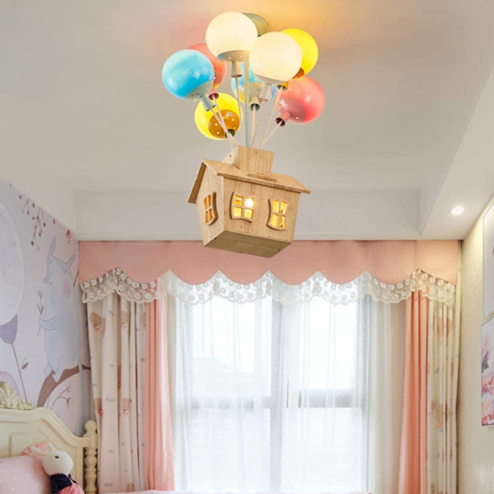 Wooden Balloon Warm Glow Acrylic Kids Ceiling Light