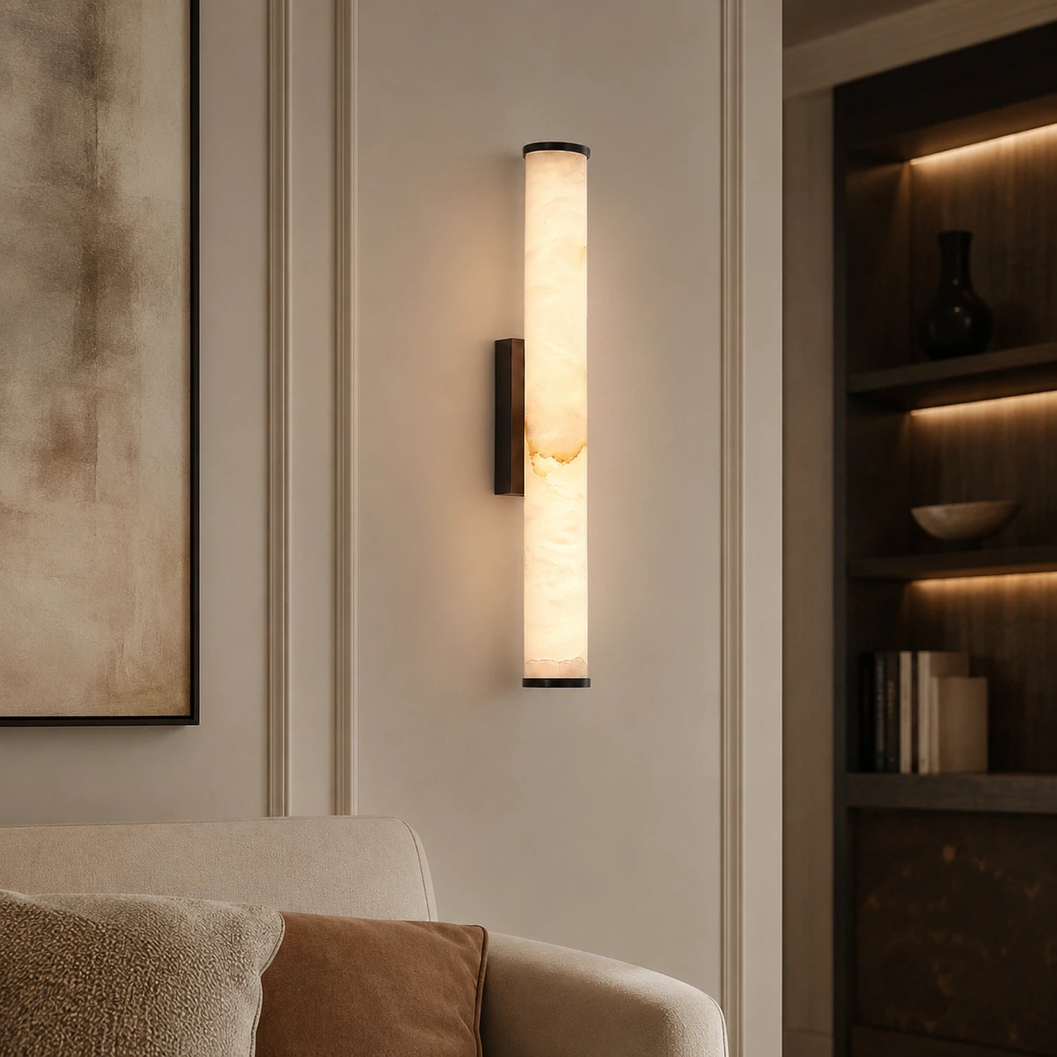 Art Deco Simulated Marble LED Wall Light