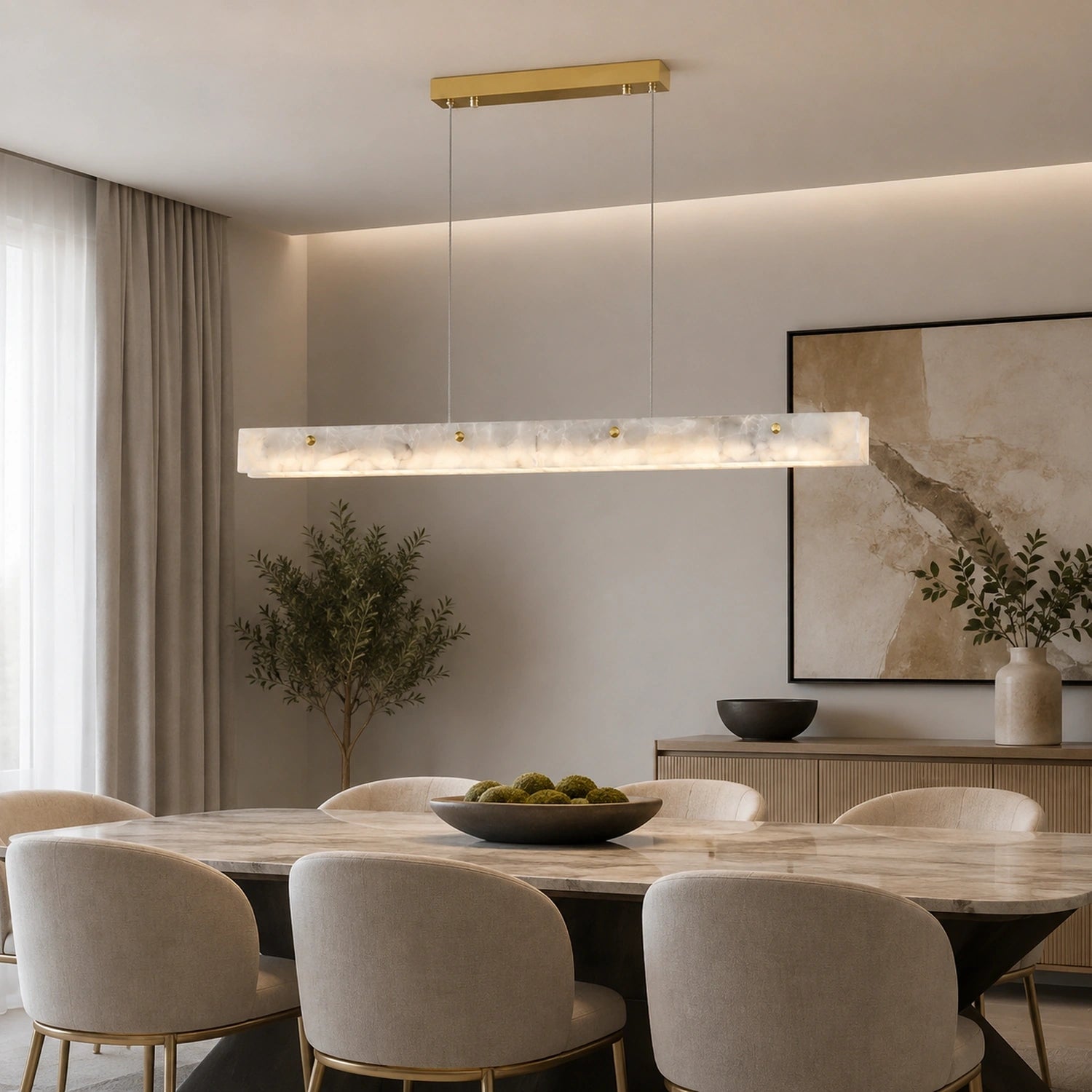 Natural Marble Linear Pendant Light