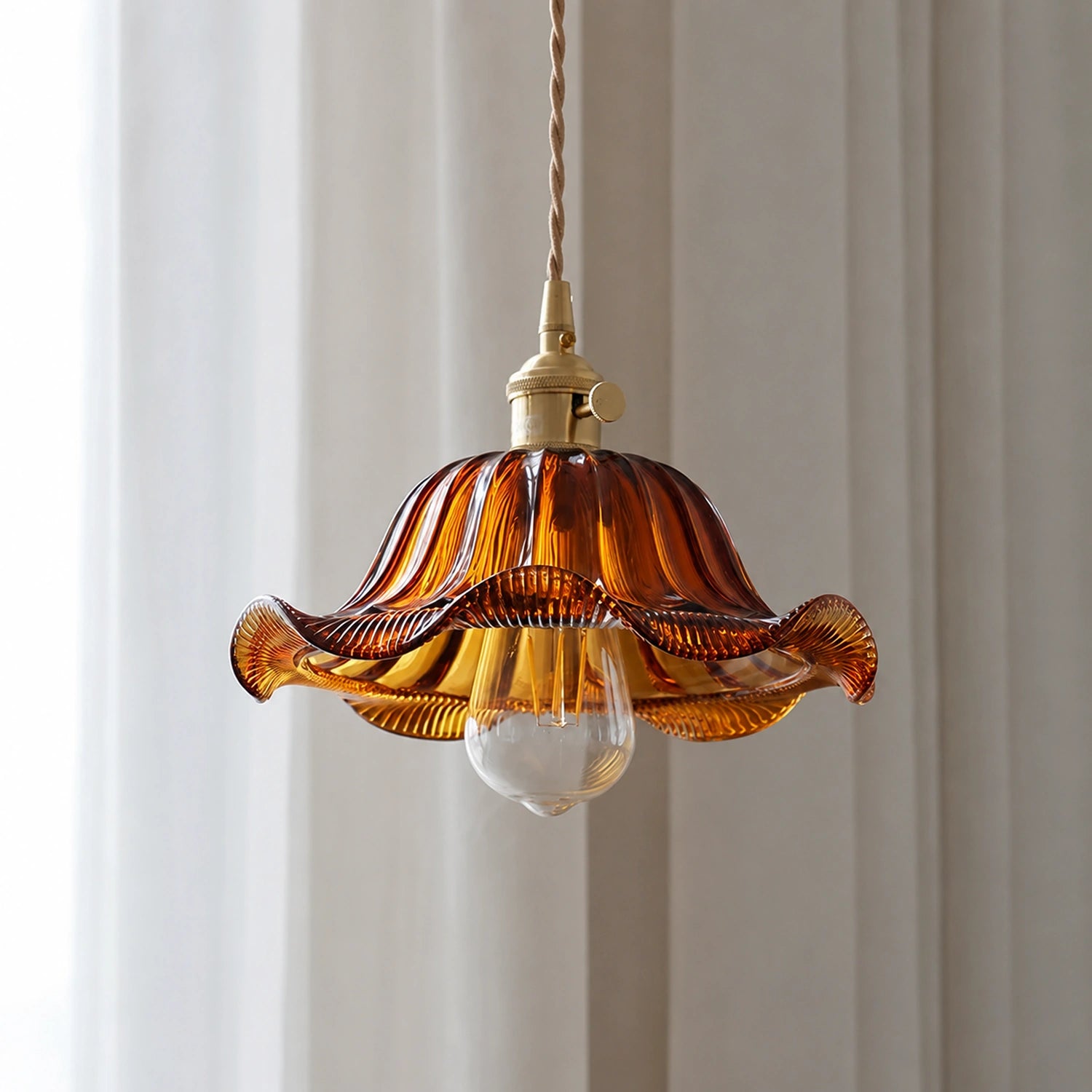 Clear Glass LED Pendant Light with Copper Finish
