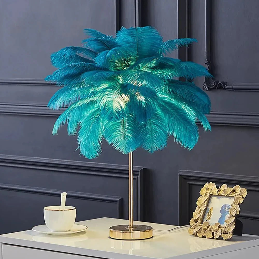 Art Deco Gold Feather Table Lamp