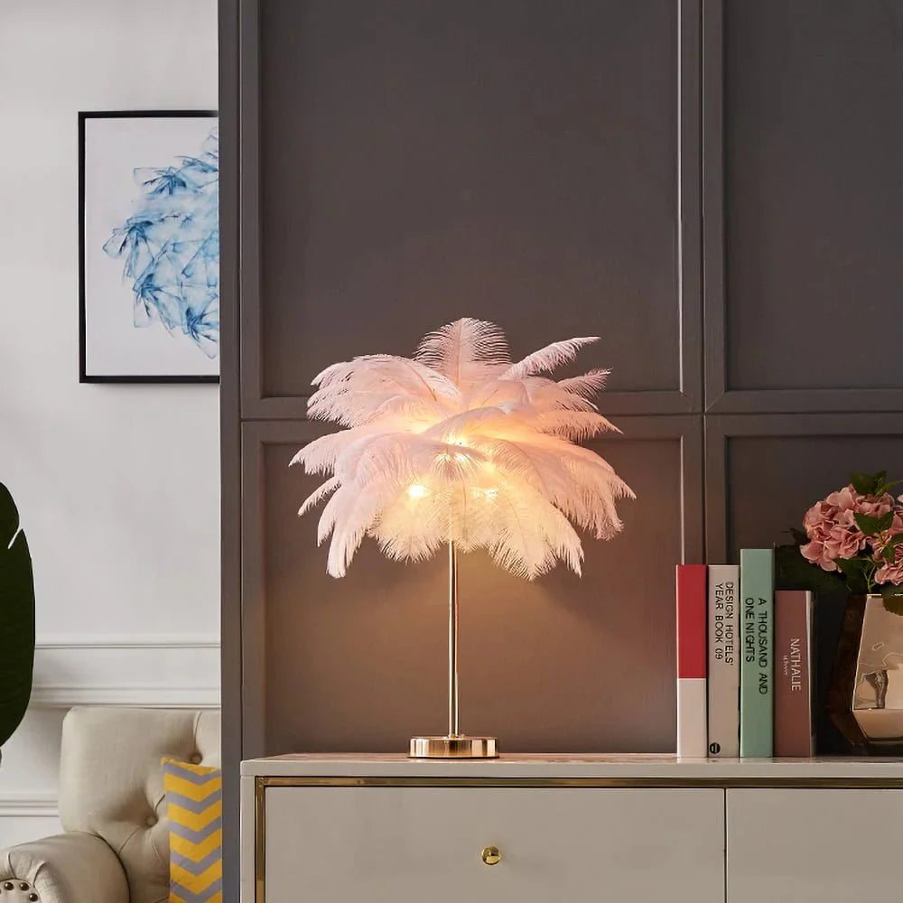 Art Deco Gold Feather Table Lamp