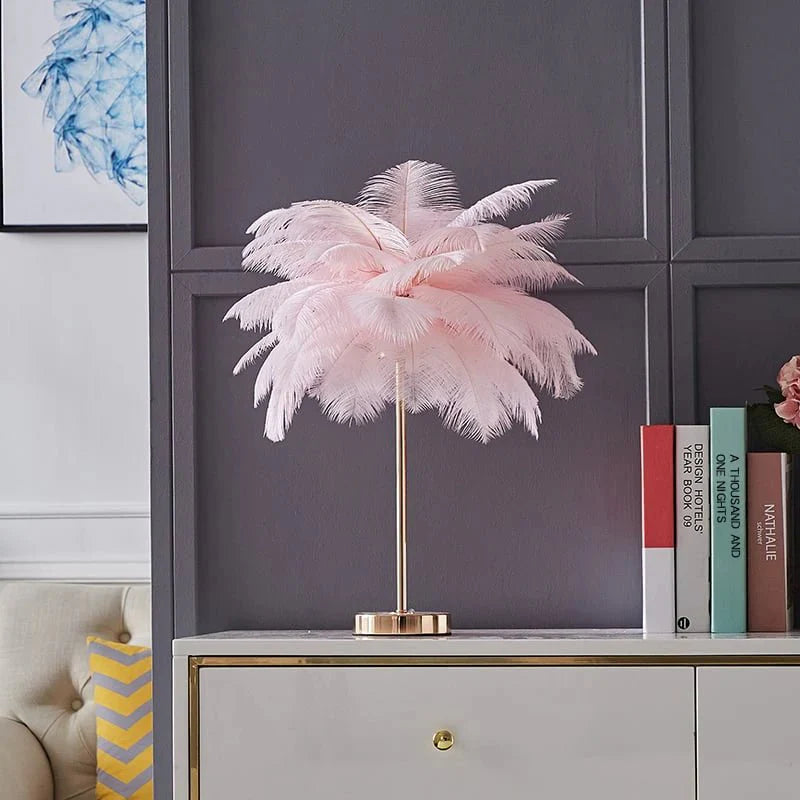Art Deco Gold Feather Table Lamp