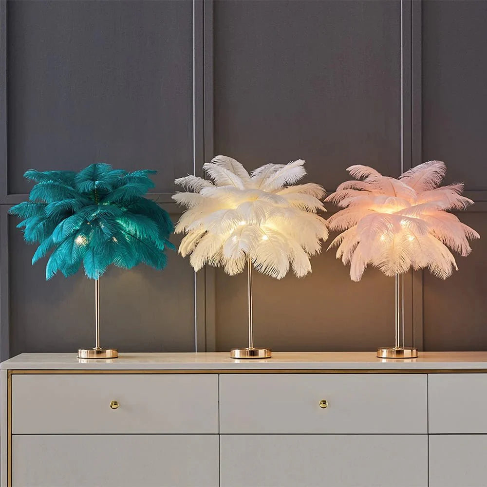 Art Deco Gold Feather Table Lamp