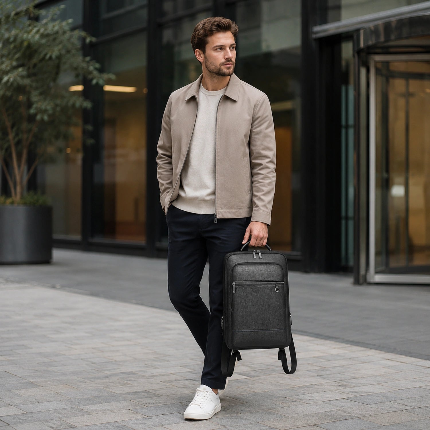 Executive PU Leather Laptop Backpack