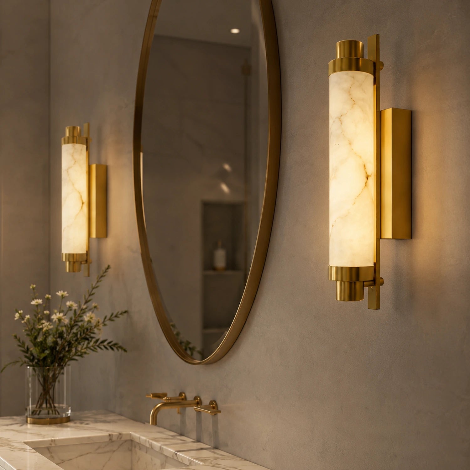 Art Deco Simulated Marble LED Wall Light
