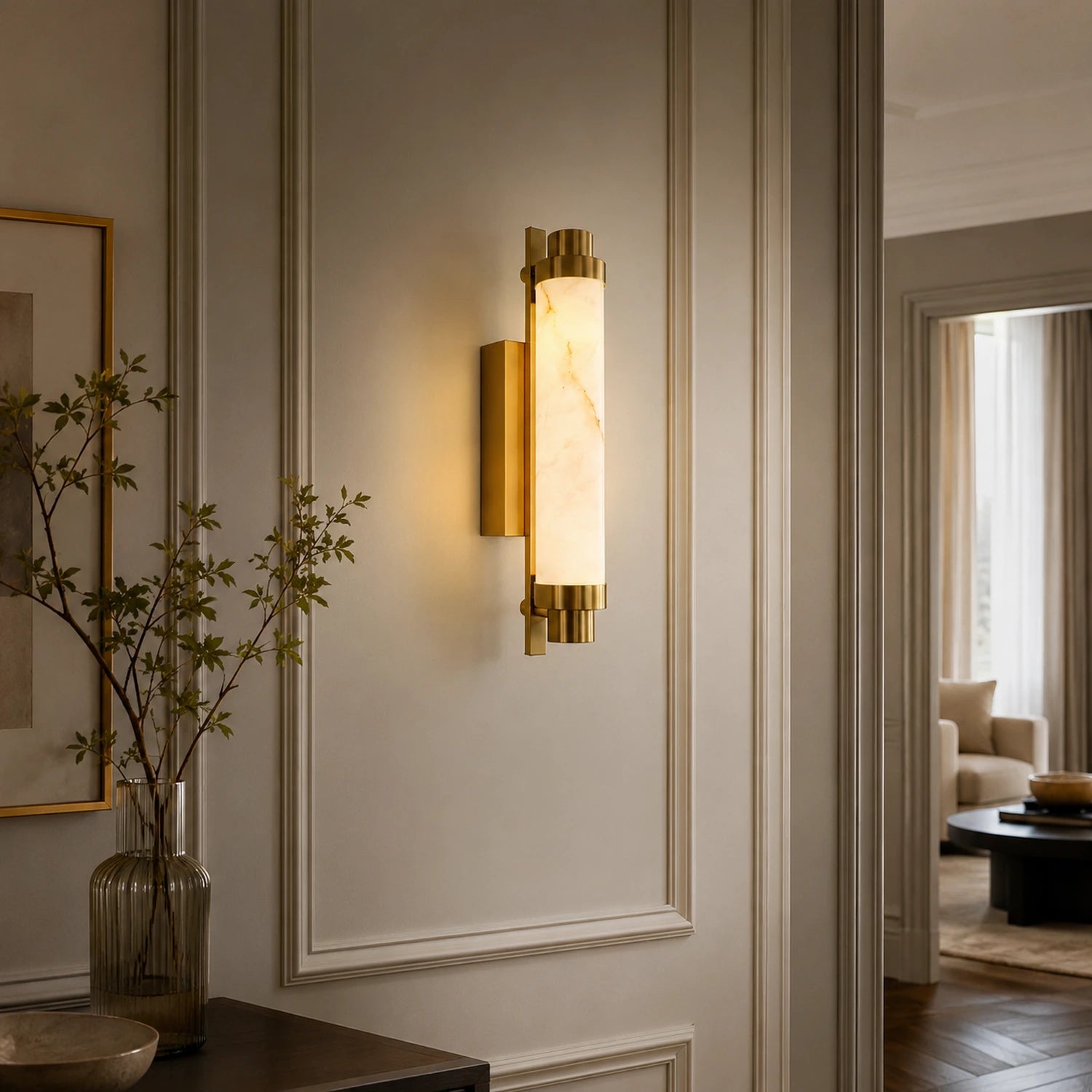 Art Deco Simulated Marble LED Wall Light