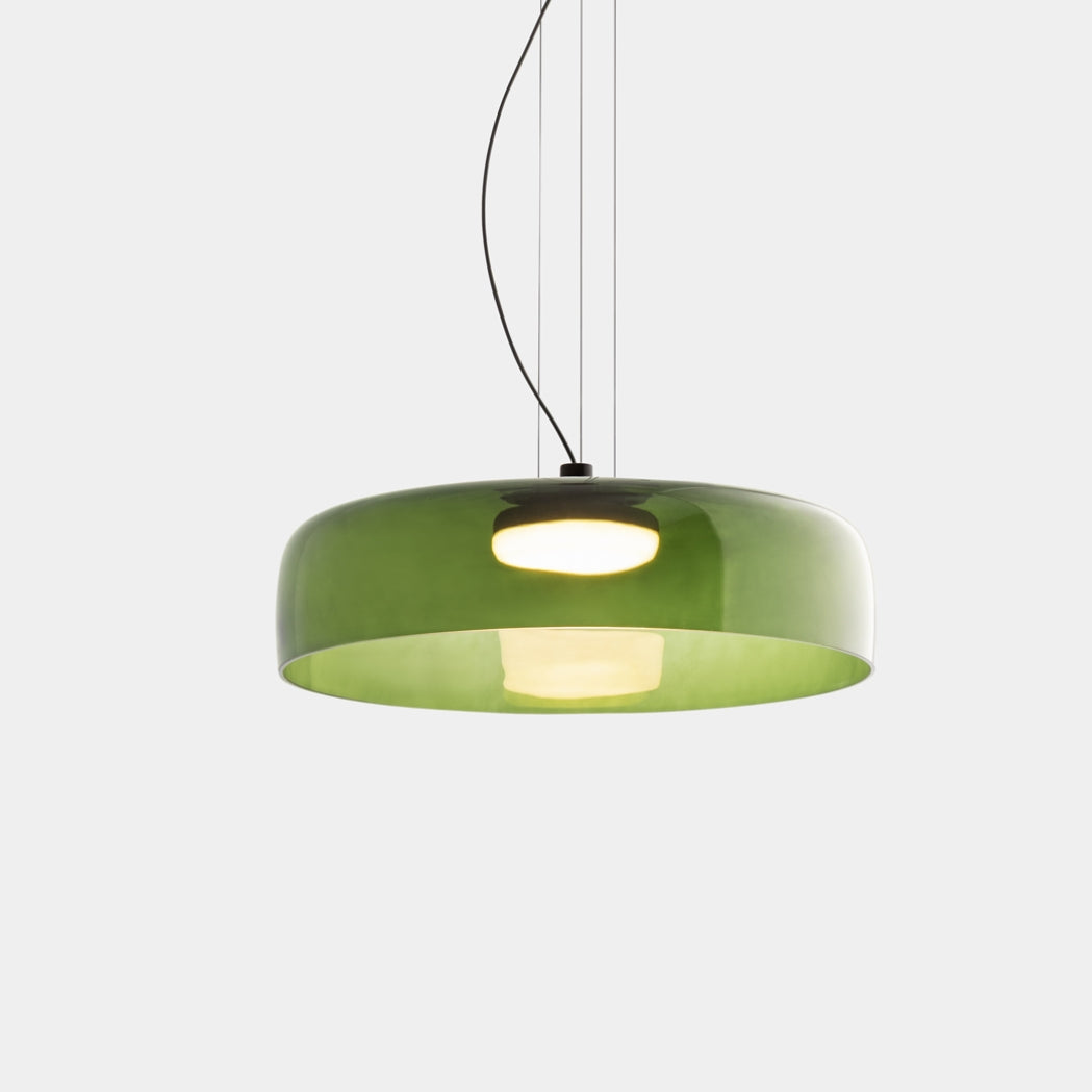 Handcrafted Adjustable Cord Glass Orange Green Gray Ceiling Light