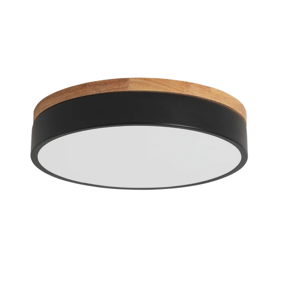 Nordic Flush Mount Wood Accents Modern Minimalist Ceiling Light