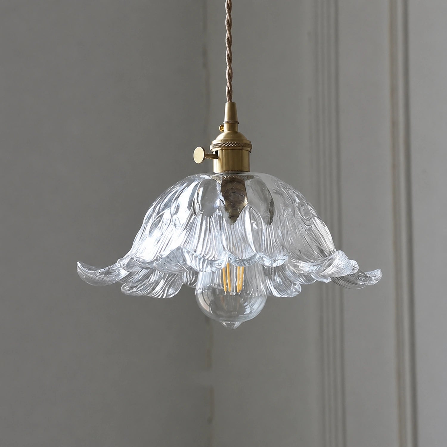 Clear Glass LED Pendant Light with Copper Finish