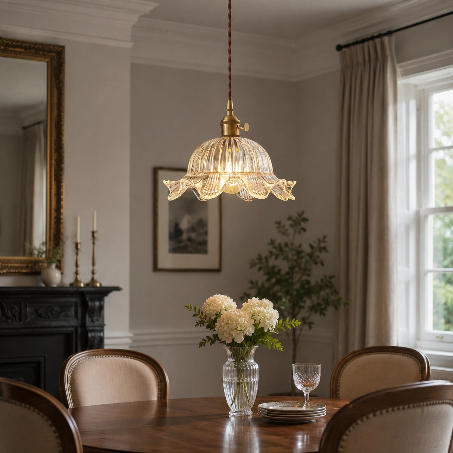 Copper and Glass Pendant Light