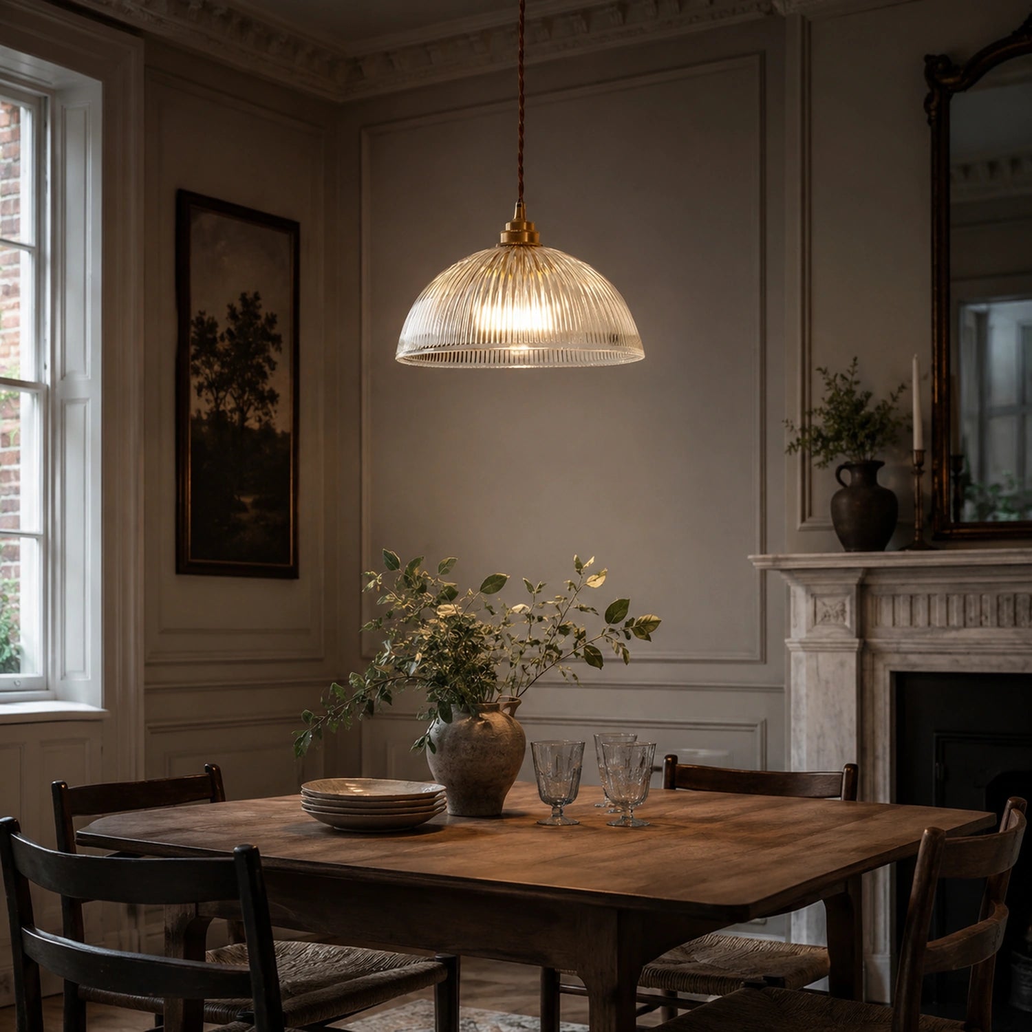 Copper and Glass Pendant Light